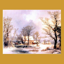 Winter im Land, die alte Mahlgut-Mühle Postca postkarten