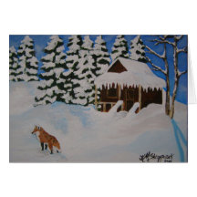 Winter-Kabinefox-Weihnachtskarte
