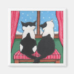 Winter-Liebe-Katzen, die Katzen-Kunst der Schwanz- Kühlschrankmagnet