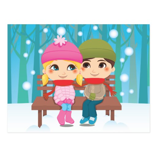 Winter-Paare Postkarte