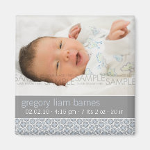 Winter-Schneeflocken blau • Baby-Mitteilung Magnete