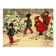 Winter-Skifahren Postkarte