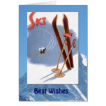 Winter-Sport - Vintage Skis und Pfosten Karte