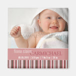 Winter Stripes Rosa • Baby-Mitteilung Magnete