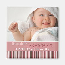 Winter Stripes Rosa • Baby-Mitteilung Magnete