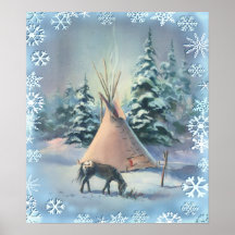 WINTER-TIPI u. SCHNEEFLOCKEN durch SHARON SHARPE Plakate