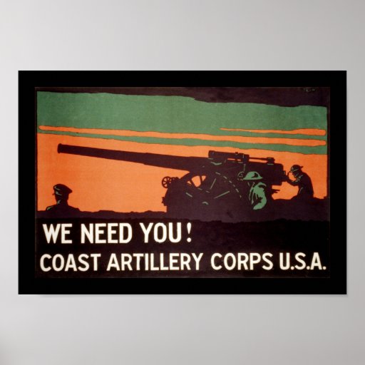 Wir benötigen Sie! Küsten-Artillerie-Korps Plakatdruck