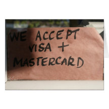 Wir nehmen Visum u. MasterCard an Karten