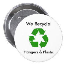Wir recyceln! , Aufhänger u. Plastik Anstecknadelbutton
