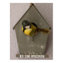 Wir sind umgezogen! - Postkarte (Vogelhaus)