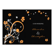 Wirbel u. Blumen-elegante Hochzeits-Mitteilung Einladung