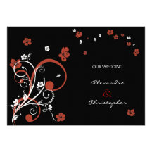 Wirbel u. Blumen-elegante Hochzeits-Mitteilung Personalisierte Ankündigung