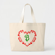 Wirbelndes rotes mit Monogramm Herz Taschen