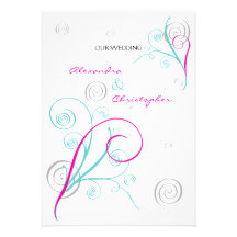 Wirbels-Aqua-Rosa-Hochzeits-Einladungs-Mitteilung