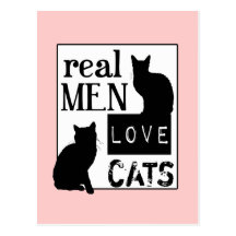 Wirkliche Mann-Liebe-Katzen (verfügbar in allen Fa Postkarte