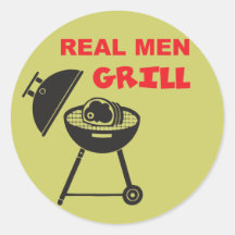 Wirklicher Mann-Grill Runder Sticker