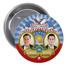 Wisconsin für Romney Ryan - doppeltes Foto Buttons