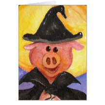 Witchy Schwein Grußkarten