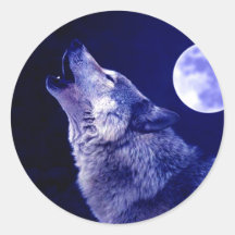 Wolf, der am Mond heult Aufkleber
