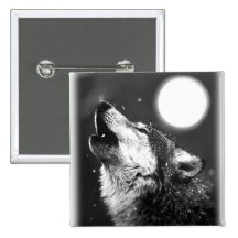 Wolf, der am Mond heult Button