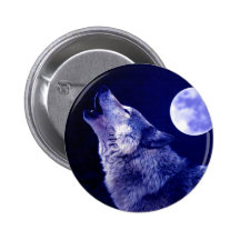 Wolf, der am Mond heult Button