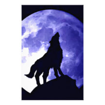 Wolf, der am Mond heult Individuelles Druckpapier