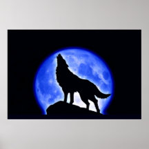 Wolf, der am Mond-Plakat-Druck - Wolf-Plakate heul