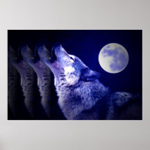 Wolf, der am Mond-Plakat-Druck - Wolf-Plakate heul