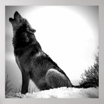 Wolf, der am Mond-Plakat-Druck - Wolf-Plakate heul