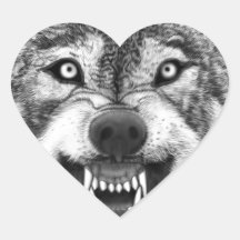 Wolf Herz Aufkleber