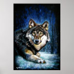 Wolf-Tierdruckplakat