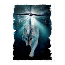 WOLF u. EAGLE-Tier-Reihe Postkarte