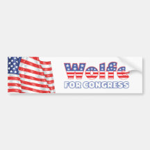 Wolfe für Kongress-patriotische amerikanische Flag Autoaufkleber
