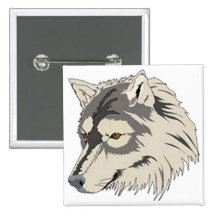 Wolfs-Kopf Anstecknadelbuttons