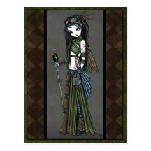 "Wolken-Explosion" Steampunk Aviatrix-Fee-Postkart