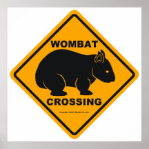 Wombat Überfahrt-Zeichen Posterdruck