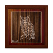 Wood Great Horned Owl Custom geschenkboxen