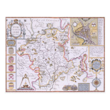 Worchestershire, graviert von Jodocus Hondius Postkarten
