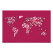 World Map ink in pink Photo