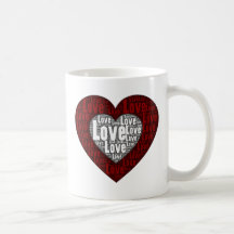 Wort-Kunst: Liebe in einem doppelten Herzen Tee Tasse