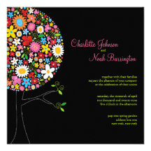 Wunderliche Frühlings-Blumen-Pop-Baum-Hochzeit lad Ankündigungskarten