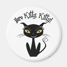 Wunderliche schwarze Katzen-hier Miezekatze, Mieze Kühlschrankmagnet