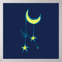 Wunderlicher Mond und Sterne Poster
