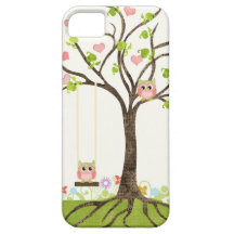 Wunderlicher niedlicher Eulen-Baum des Leben-Herz- iPhone 5 Etui