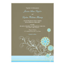 Wunderlicher Schnee-Blumen-Wirbels-blaue Hochzeit  Personalisierte Ankündigungen