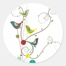 Wunderlicher Sommer-Vogel-Wirbels-moderne Natur-Re Runde Sticker