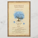 Wunderliches blaues Herz-Blatt-Baum-Hochzeits-Prog Personalisierte Flyer