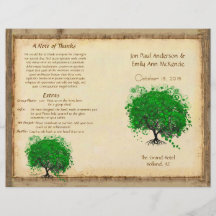 Wunderliches gelbes Herz-Blatt-Baum-Hochzeits-Prog Bedruckte Flyer