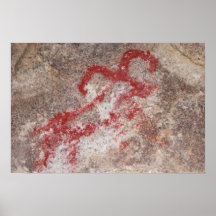 Wüsten-große gehörnte Schaf-Petroglyphe Poster