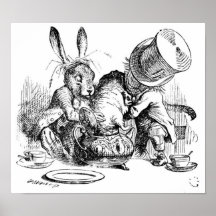 Wütende Hutmacher-, Dormouse-und März-Hasen Poster